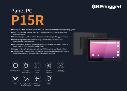 ONERugged P15R Panel PC: Unleashing Power with RK3568 Quad-Core and Android 12 for Robust Industrial Performance