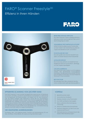 Technische Spezifikationen - FARO Scanner Freestyle 3D