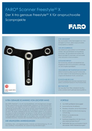 Technische Spezifikationen - FARO Scanner Freestyle 3D X