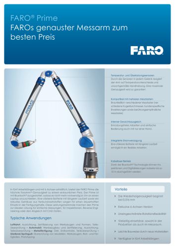 Technisches Spezifikationen FARO Prime