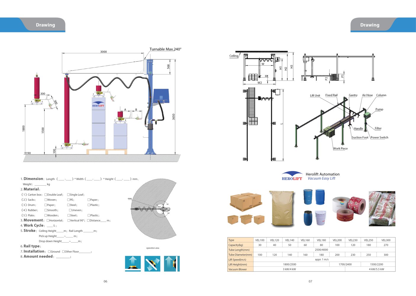 Herolift Vacuum Lifter Product Drawing Display  - Herolift