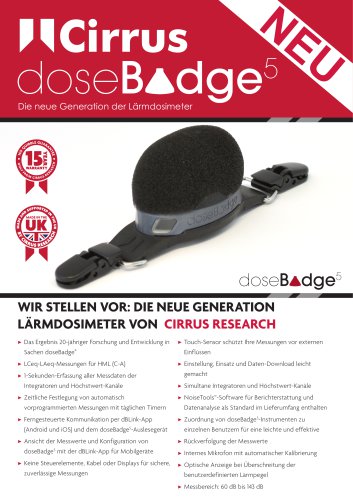 doseBadge5: Die neue generation Lärmdosimeter