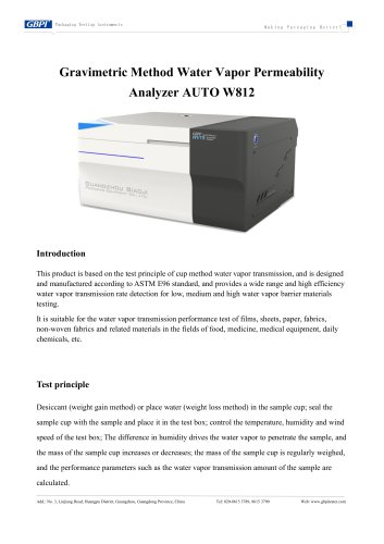 AUTO W812 Gravimetric Method Water Vapor Permeability Analyzer (20250516)