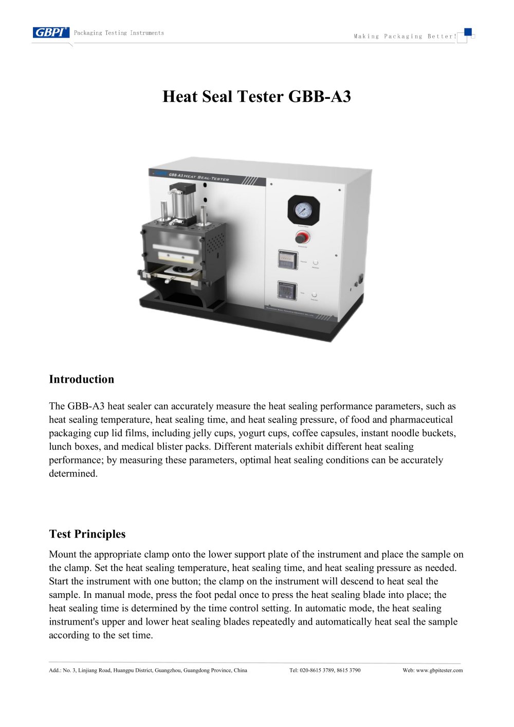 GBB-A3 Heat Seal Tester (20260811) - Guangzhou Biaoji Packaging Equipment Co., Ltd.