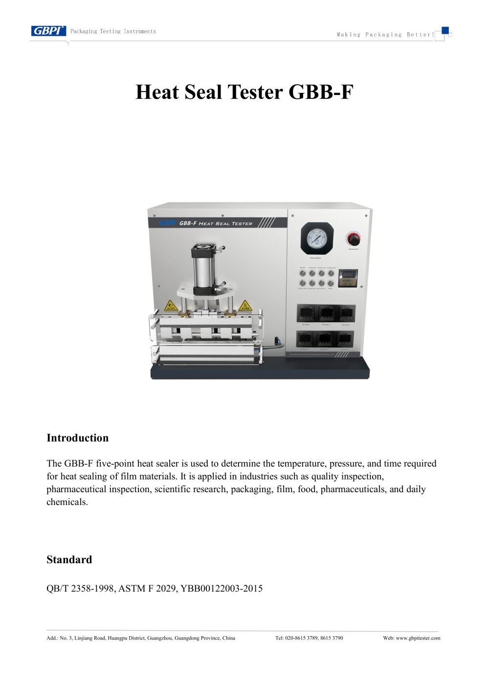 GBB-F Heat Seal Tester Catalogue （20250530） 2026.8.12 - Guangzhou Biaoji Packaging Equipment Co., Ltd.