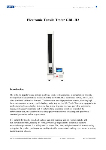 GBL-H2 Electronic Tensile Tester (20260112)