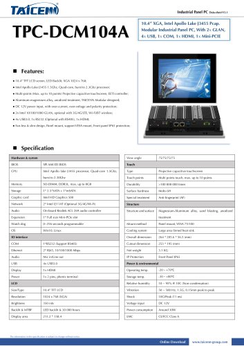 TAICENN/Panel PC/TPC-DCM104A