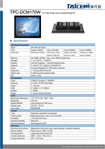 TAICENN/Panel PC/TPC-DCM170W