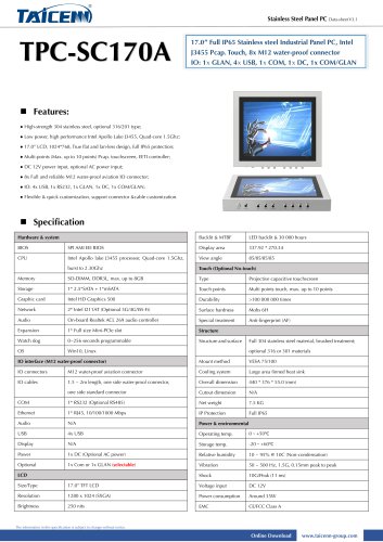 TAICENN/Panel PC/TPC-SC170A