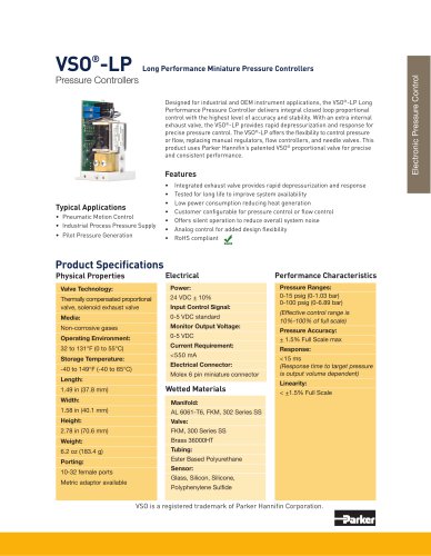 VSO®-LP Long Performance Miniature Pressure Controllers