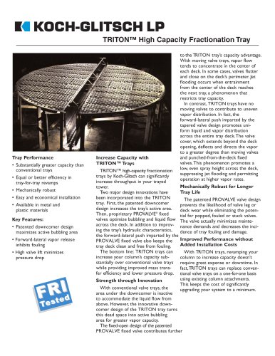 TRITON&reg; High Capacity Fractionation Trays