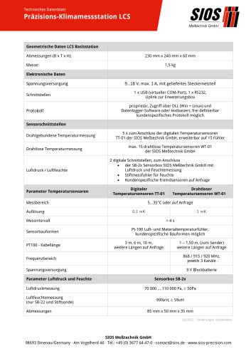 Technisches Datenblatt: Klimamessstation LCS