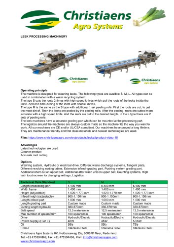 LEEK PROCESSING MACHINERY