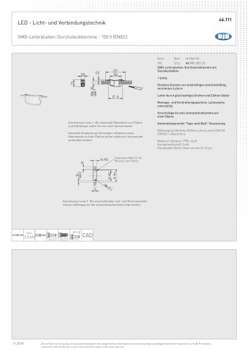 SMD-Leiterplatten-Durchsteckklemme - 150 V (ENEC)