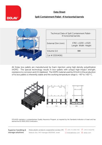 Spill Containment Pallet -4 horizontal barrels