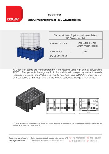 Spill Containment Pallet - IBC Galvanized Rail.