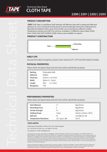 Technical Data Sheet CLOTH TAPE