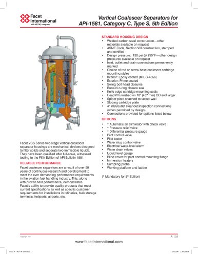 Vertical coalescer separators