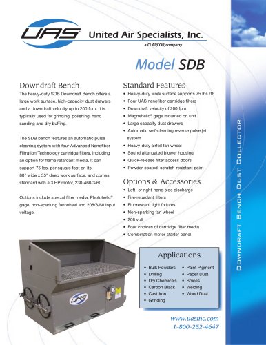 Downdraft Bench Dust Collectors - Model SDB