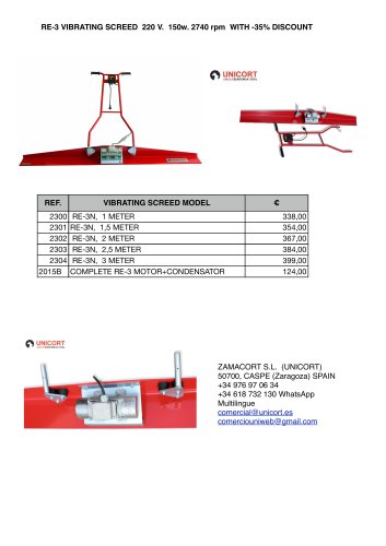 RE-3 VIBRATING SCREED