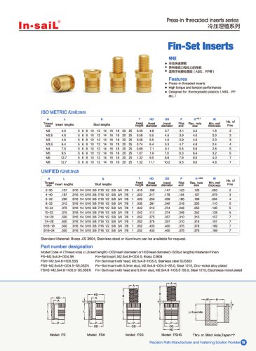 In-saiL press-in brass insert FS series