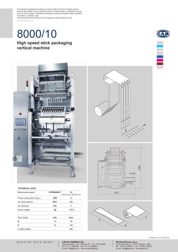 8000/10 | High speed stick packaging vertical machine