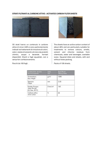 STRATI FILTRANTI AL CARBONE ATTIVO - ACTIVATED CARBON FILTER SHEETS