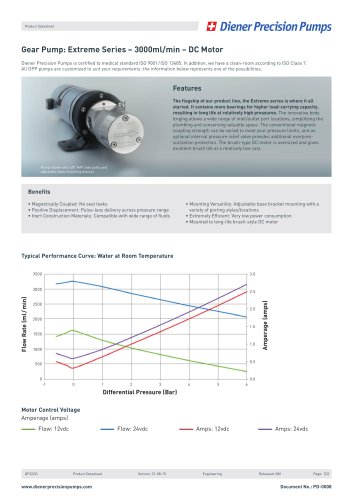 PD 0008: Gear Pump Extreme Series 3000 ml/min - DC Motor