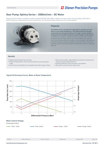 PD 0013: Gear Pump Optima Series 2000 ml/min - DC Motor