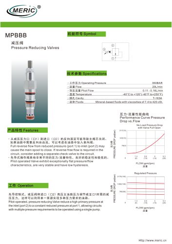 Cartridge pressure relief valve MPBBB series