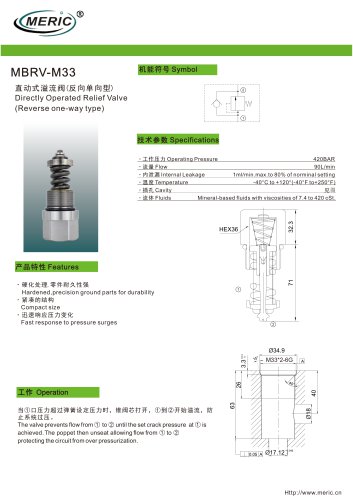 Direct-operated relief valve MBRV-M33