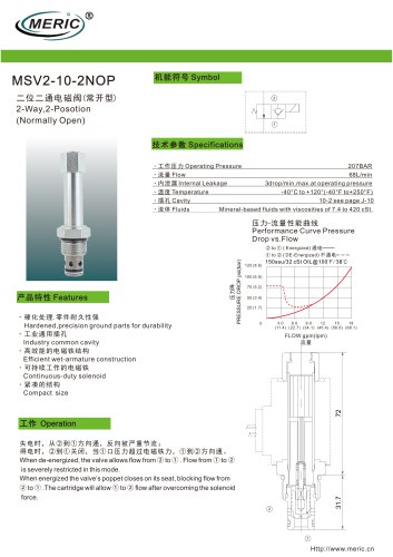 Poppet hydraulic directional control valve MSV2-10-2NOP