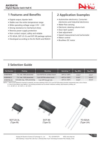 Bipolar Hall sensor AH3041N (Latch Type)