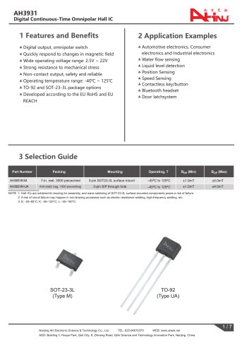 Digital Continuous-Time Omnipolar Hall IC AH3931