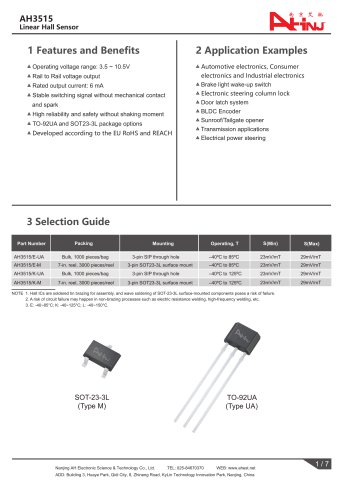 Linear Hall sensor AH3515