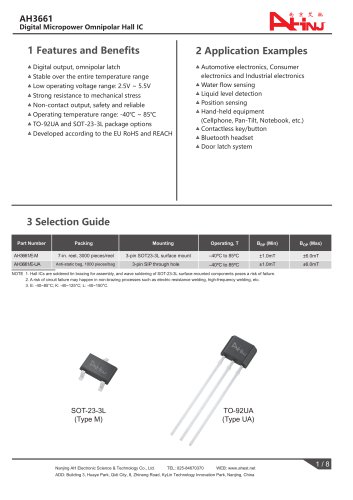 Omnipolar Hall sensor AH3661 (Latch Type)