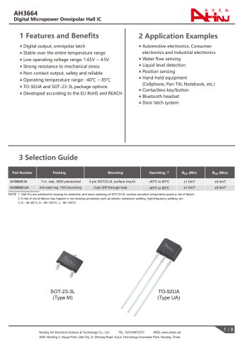 Omnipolar Hall sensor AH3664 (Latch Type)