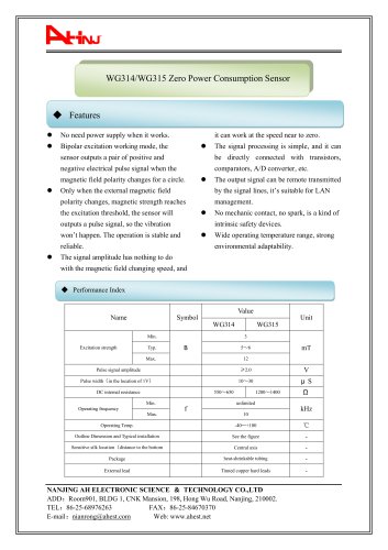 WG314&315 Zero Power Consumption Sensor