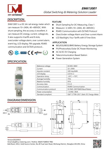 IVY DC Energy Meter EM613001
