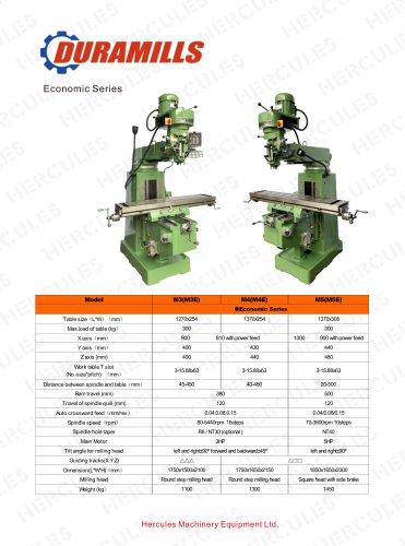 Economic series milling machine