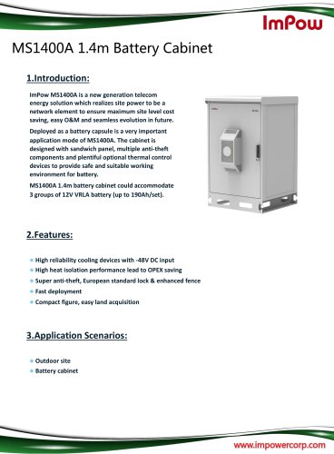 MS1400A 1.4m Battery Cabinet