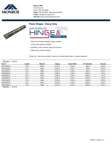 Piano Hinges - Heavy Duty