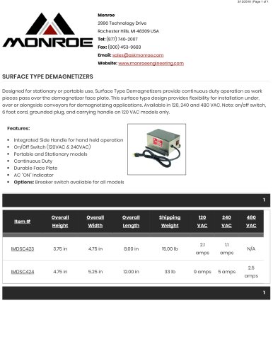 SURFACE TYPE DEMAGNETIZERS