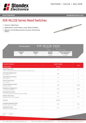 KSK-NL126 Series Reed Switches