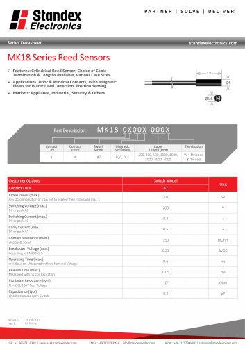 MK18 SERIES REED SENSOR