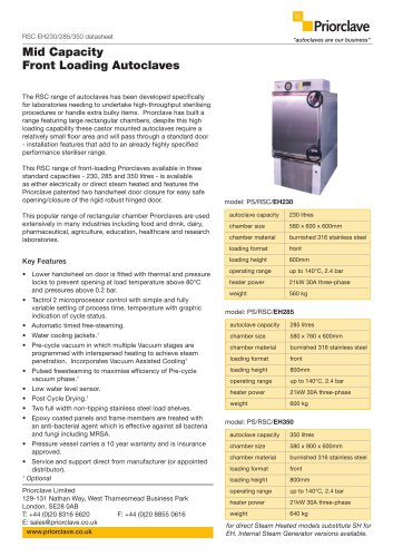 230L Steam Heated RSC Priorclave