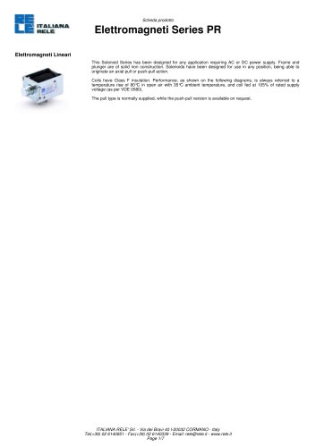 Elettromagneti Linear Solenoids > Series PR