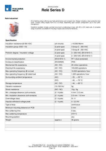 Relè Industrial Relays > Series D