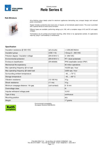 Relè Miniature Relays > Series E