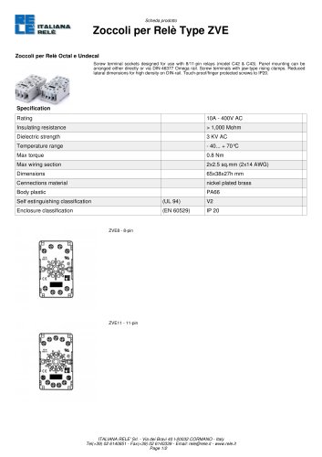 Zoccoli per Relè 8 /11-pin > Type ZVE